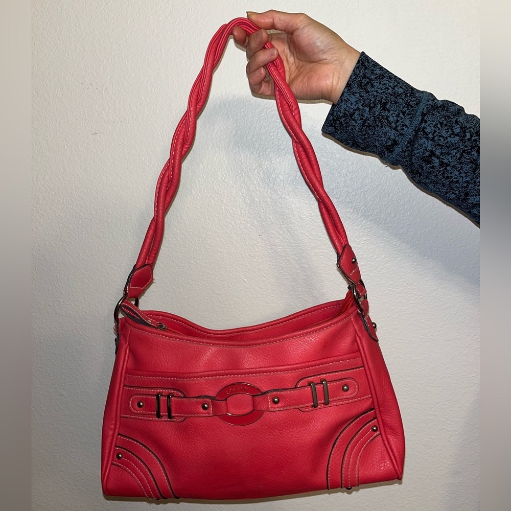 Rosetti Red Shoulder Bag with Braided Strap